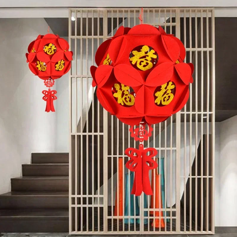 Chinese Lanterns Good Fortune Red Lanterns Nonwoven New Year Festival Wedding Party Decoration Pendant Home Ornaments Decoration