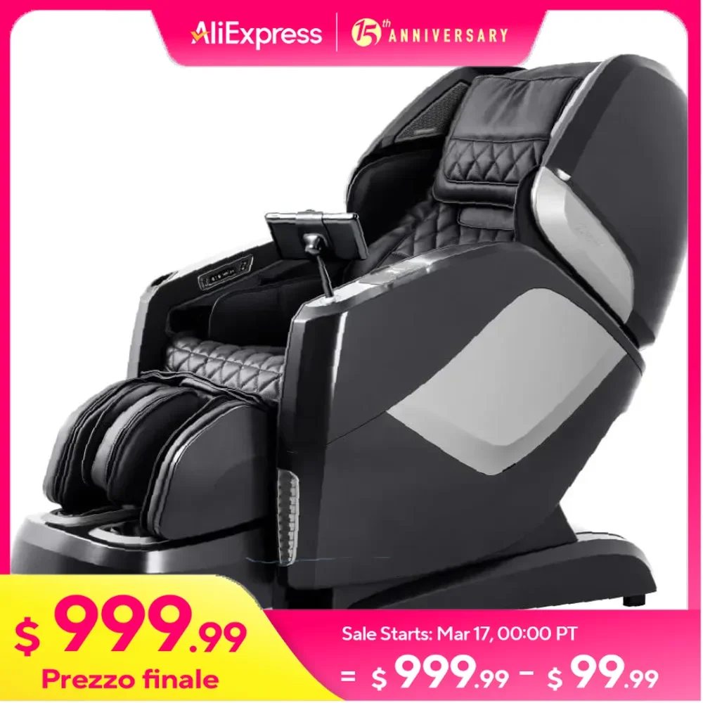 Zero Gravity 4D Massage Chair, SL-Track with Foot Roller, Touch Screen Tablet, Space Saving Design, Heated Massage Chair