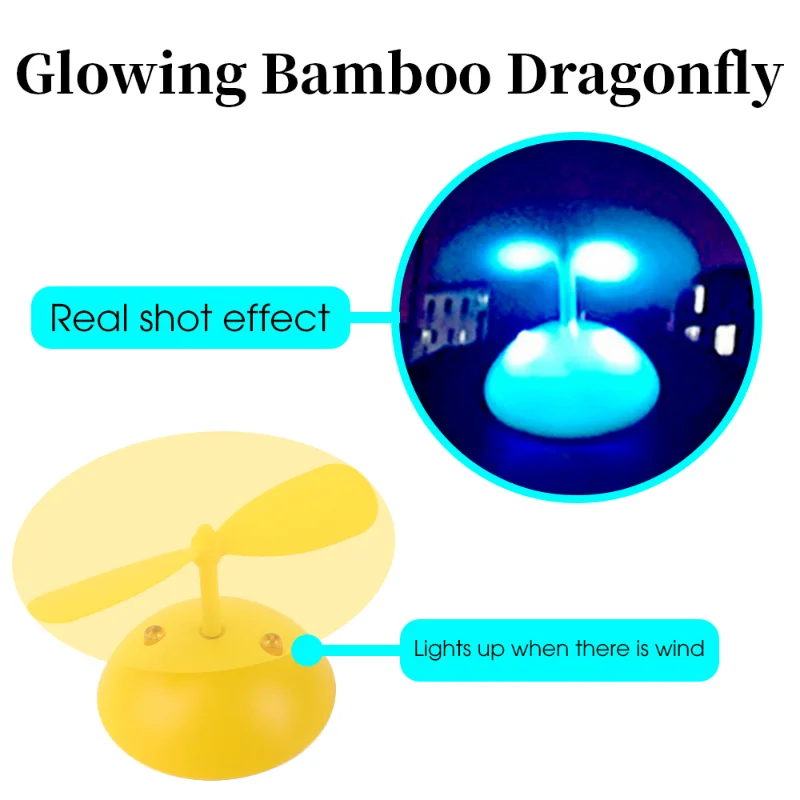 Luminous Bamboo Dragonfly Motorcycle Helmet Decoration Wind Power Electric Vehicle Bike Driving Glowing Night Helmet Accessories