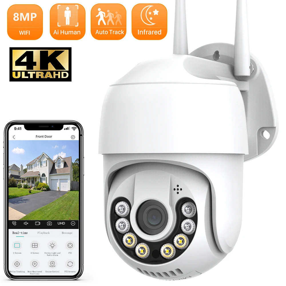 

8MP 4K UHD PTZ Camera 5MP AI Human Detect Wifi Camera Outdoor Wireless Waterproof Security Camera Video Surveillance ICSEE