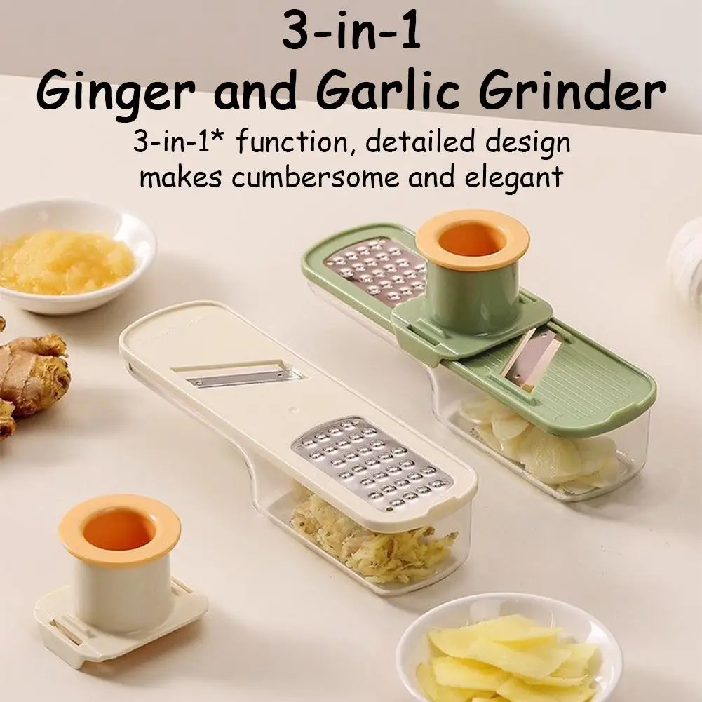 Mini Garlic Slicer Multi-Functional Slicer Veggie Shredder Garlic Ginger Grinder Vegetable Cutter with Container