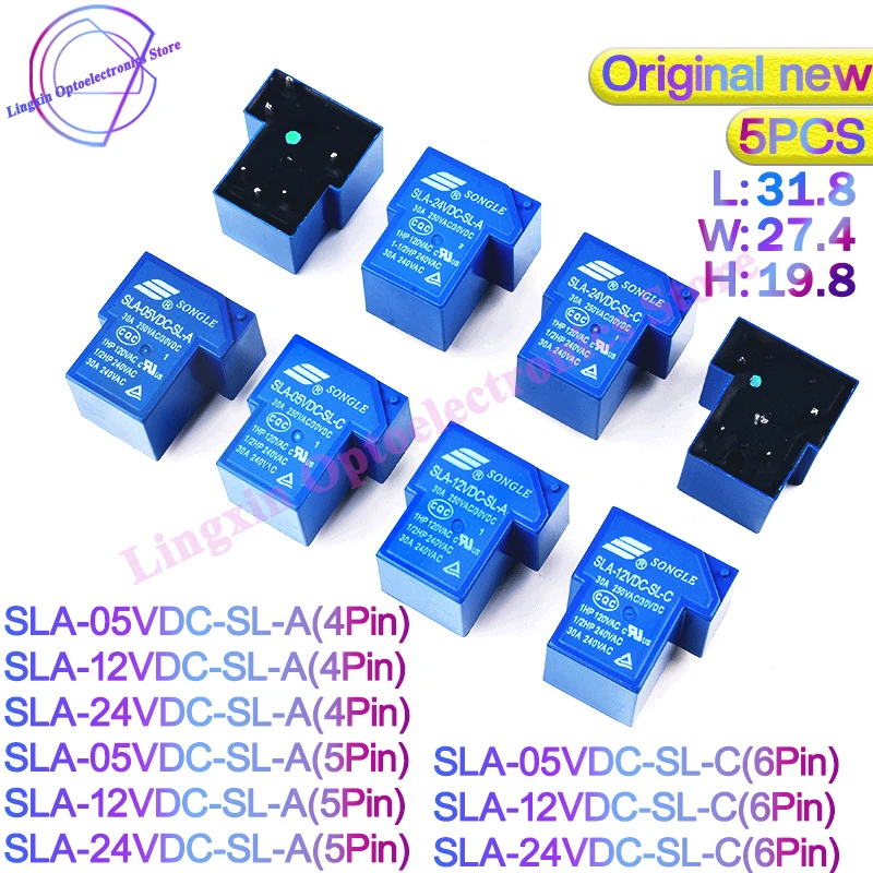 

5Pcs/lot Power Relays SLA -05V 09 12V 24V 48V DC -SL-A -C 4Pin/5Pin /6Pin 30A T90 SLA-05VDC-SL-A SLA-12VDC-SL-A SLA-24VDC-SL-C