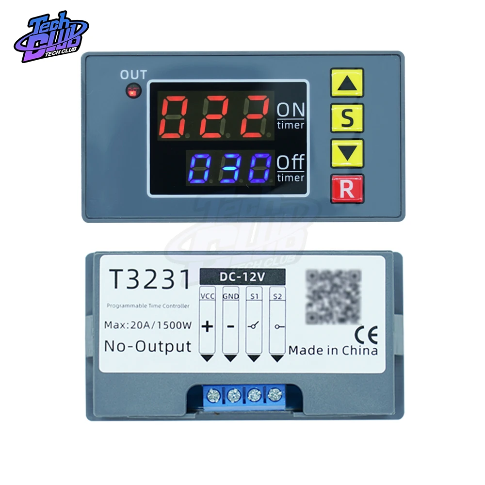 AC110V 220V DC12V/DC24V Digital Time Delay Relay LED Display Cycle Timer Control Switch Adjustable Relay Delay Switch