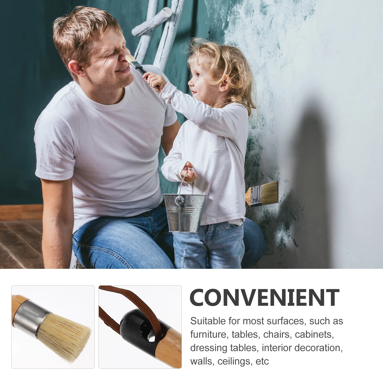 

4Pcs 1.1 Inch Wood Handle Bristle Brush Durable Flexible Paint Set for Furniture Home Decor Paint Brush Artiste