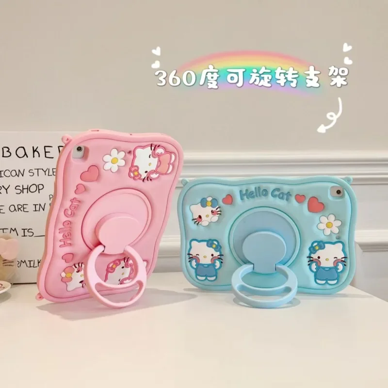 Kawaii Hello Kitty Ipad Case MINISO Anime Pro11 Protective Case Bracket Air5 Stereo Mini6 Silica Gel 10.2 10th Generations Funda