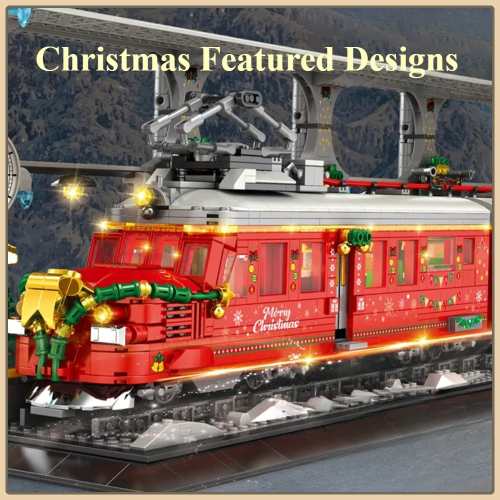 Kerst Treinstation Street View Bouwstenen Puzzel Moc Model Bakstenen Assemblage Klassiek Verjaardagscadeau Speelgoed voor Kid Kinderen