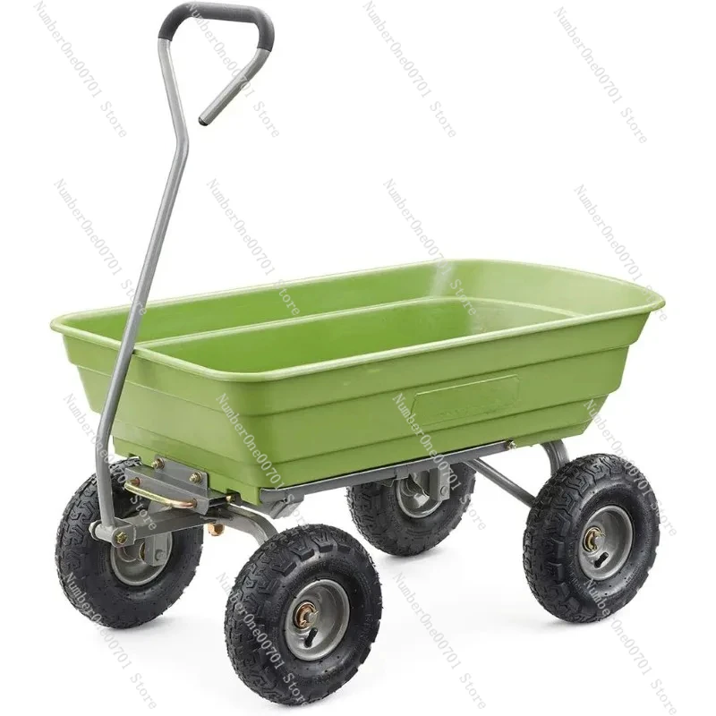 Gorilla Carts 600 Pound Capacity Heavy Duty Poly Yard Garden Steel Quick Dump Utility Wheelbarrow Wagon Trolley Cart