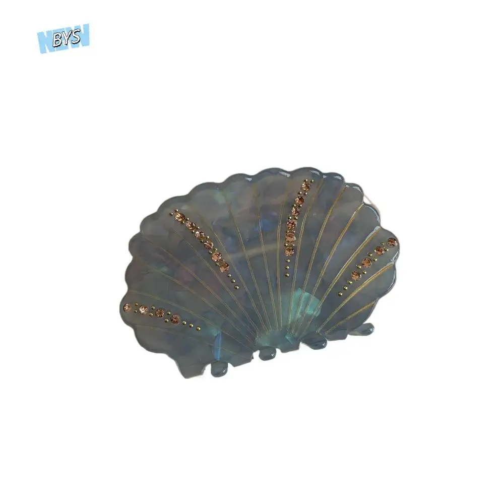 Fashion Acetic Acid Acetate Shell Hair Claw Jewelry Non-slip Shell Shark Clip Shiny Acrylic Rhinestone Crab Clip Girl