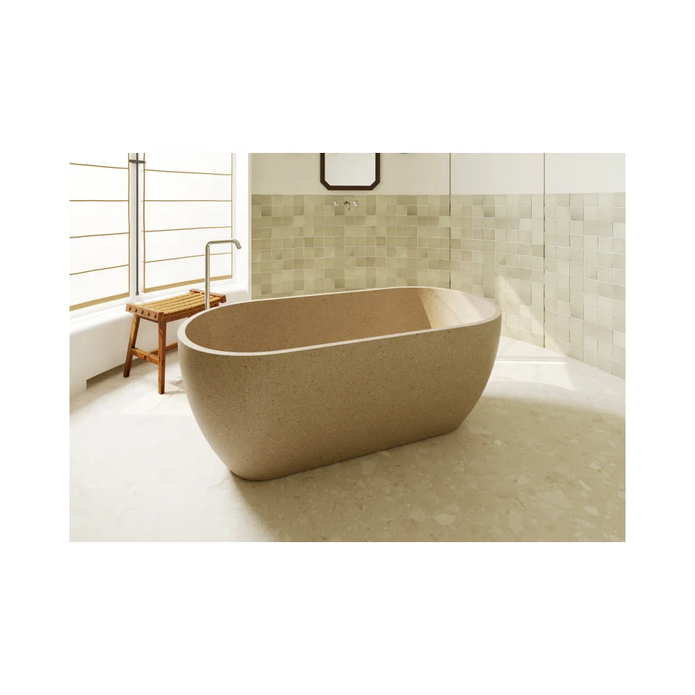 

Luxury Terrazzo Concrete Bathtub Modern Design Freestanding Stone Soaking Bathtub