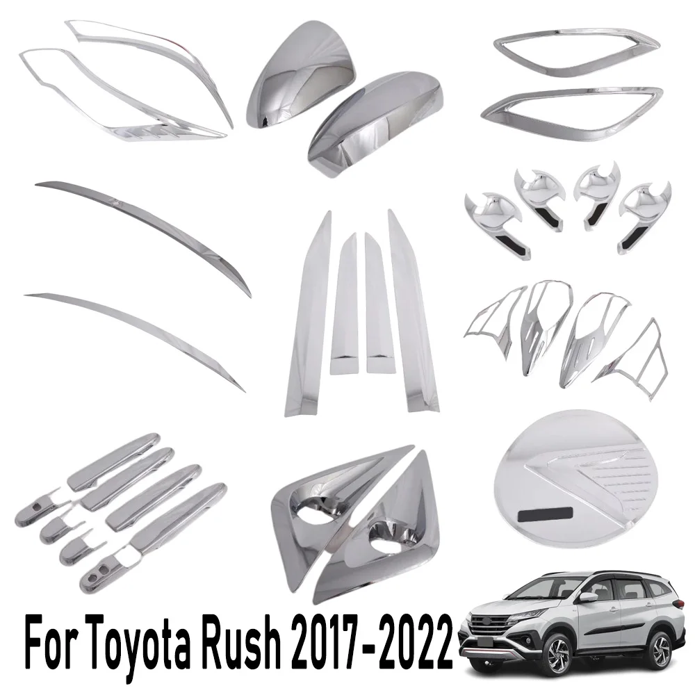 ABS Trim Fog Light Frame Door Body Handle Bowl Cover Mirror Fuel Trunk Engine Hood For Toyota Rush F800/F850 2017 2018 2019-2022