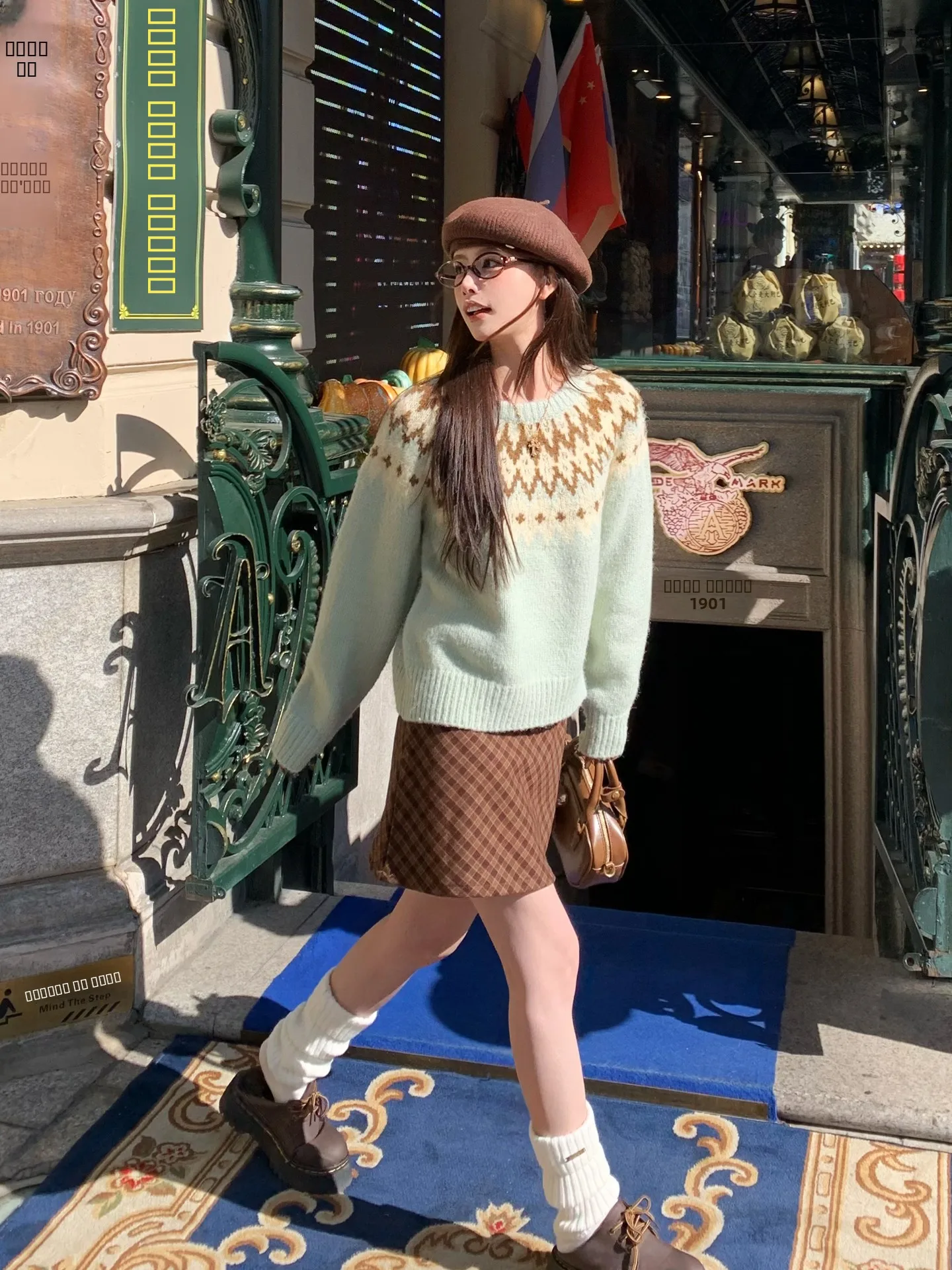 

Женский вязаный свитер в стиле ретро Fair Isle с круглым вырезом, осенне-зимний, повседневный, из эластичной смесовой ткани, с длинными рукавами