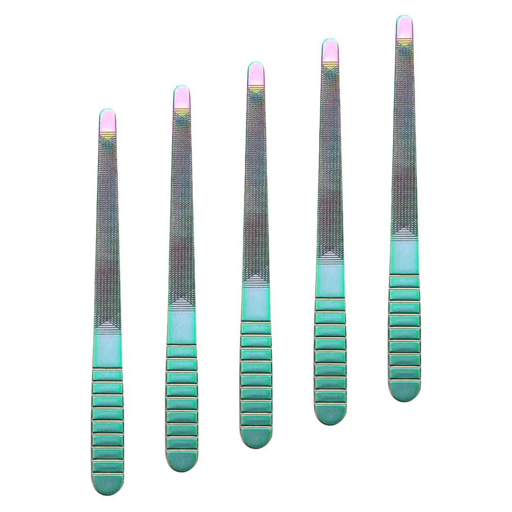 5Pcs Stainless Steel Nail Files for Manicure Pedicure Cuticle Removal Natural Artificial Acrylic Nails Buffing Polishing Shaping