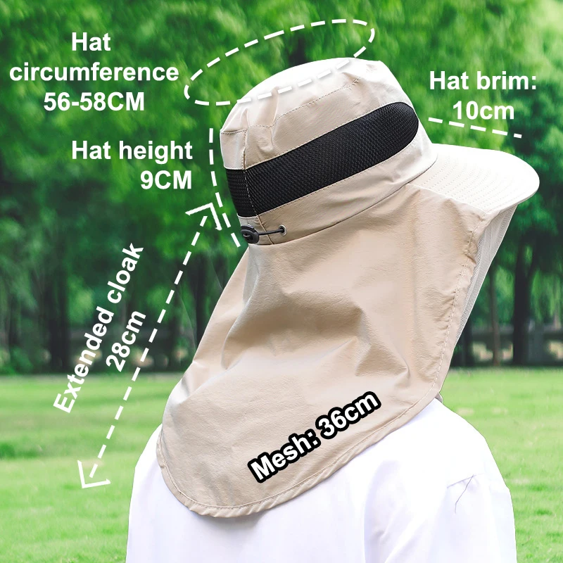 New Outdoor Fisherman Hat Wide Brim Bucket Hat Mosquito Hat With Mesh Repellent  Bee Protection Men Sunscreen Fishing Cap view 2