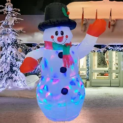 Christmas Inflatable Snowman with Colorful Rotating LED Lights Blow Up Snowman Outdoor Lawn Yard Garden Xmas Holiday Decorations