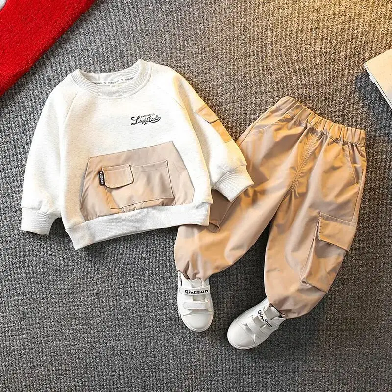 

Boys Clothing Set Spring and Autumn 2025 New Handsome and Fashionable Children's Hoodie Pants Two Piece Set