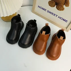 New Children's Boot for Boy Spring Autumn Thick Bottom Black Boots for Girl Fashion Kids Causal School Platform Ankle Boots Soft