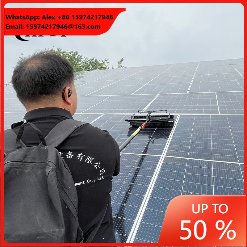 HAOFU D3 Solar Panel Cleaning Tool With Rolling Brush CE Certified Telescopic Rod (3.5m-12m) 60cm/110cm Cleaning Width