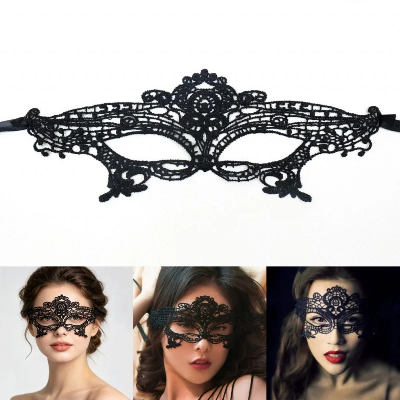 Masquerade Prom Queen Princess Black Lace Floral Eye Mask Sexy Women Party Face Mask Halloween Cosplay Nightclub Lace Mask Props