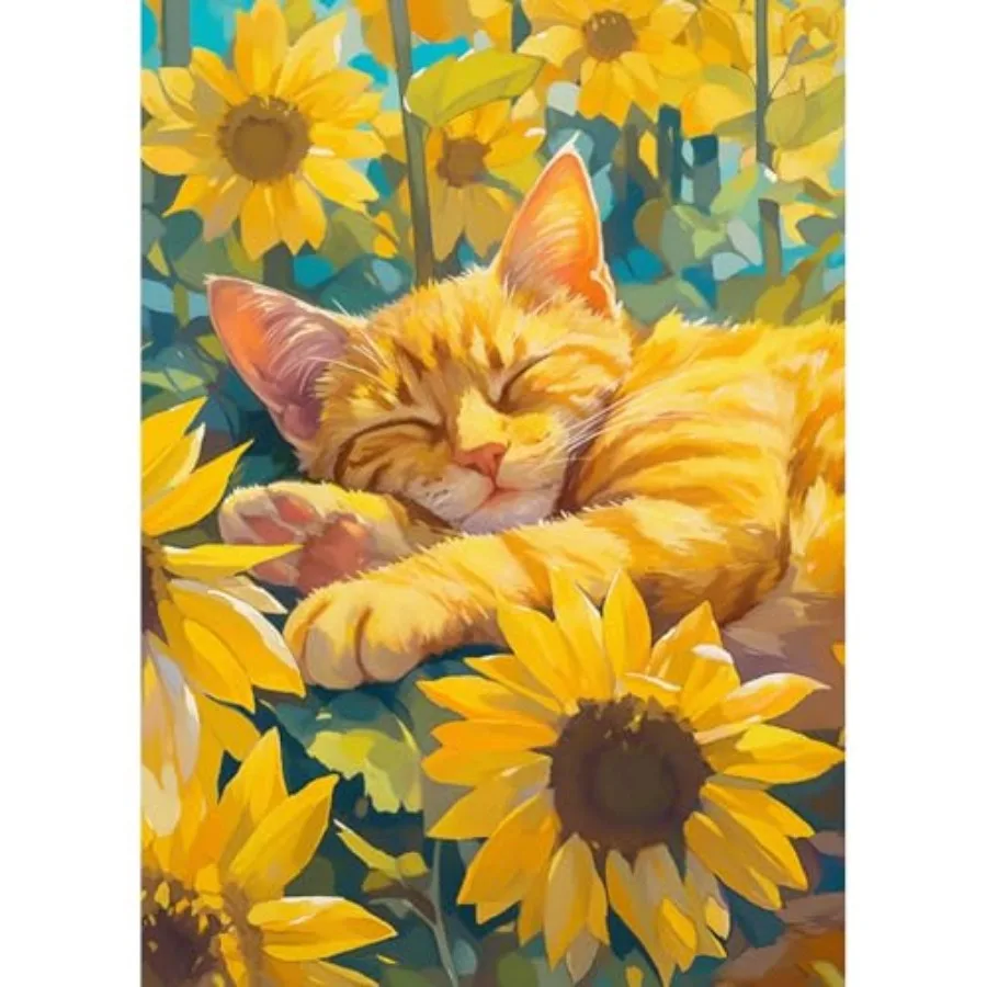 Orange Cat Diamond Art Painting Kits for Adults, Diamond Art Kits for Beginners, 5D DIY Full Drill Gem Craft for Home Decor Gif