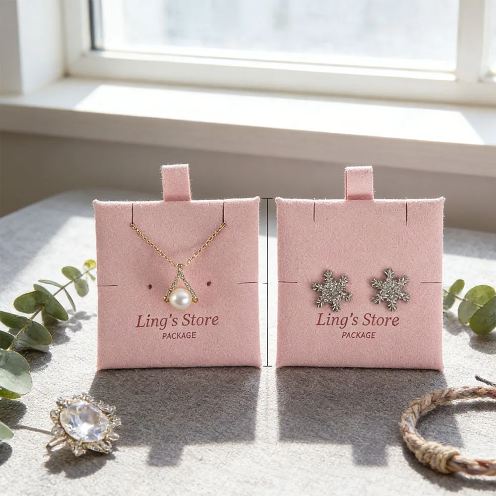 

100 шт. модных розовых подушечек из микрофибры для упаковки ювелирных изделий, для хранения серег, ожерелий, аксессуаров, для свадебного оформления