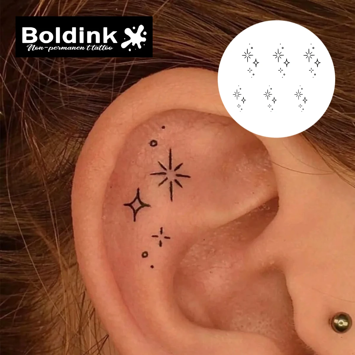 BOLDINK Star Tattoo Sticker Exquisite Waterproof Non-Fading Fashionable Versatile for Men & Women Decorative Lasts 1-2 Weeks