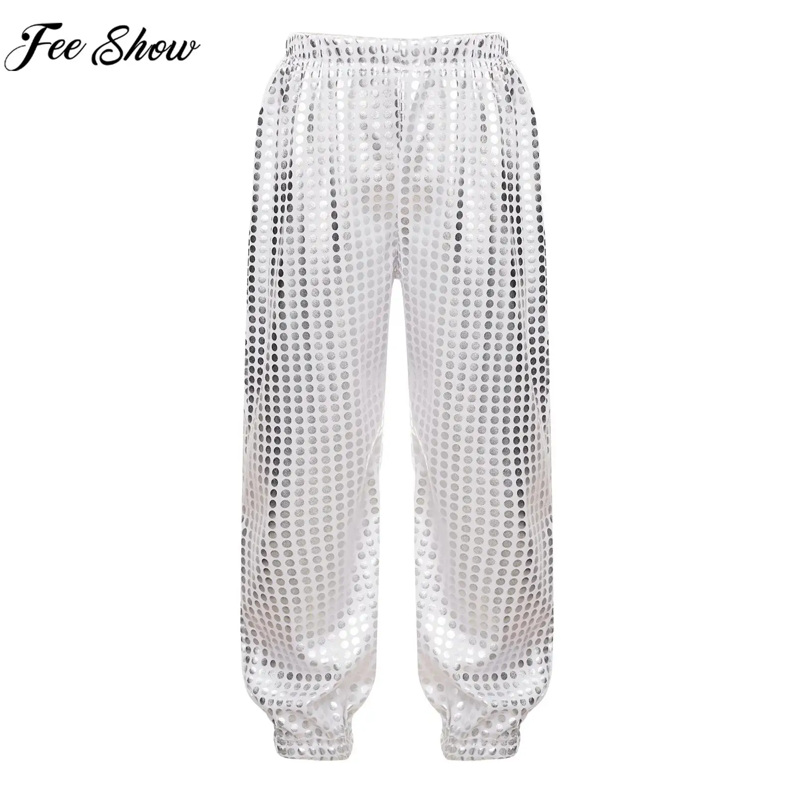 

Children Shiny Dots Sequin Pants Trousers Hip-hop Jazz Street Dance Stage Performance Costume School Party Dancewear Daily Wear