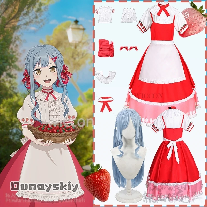 

Togawa Sakiko Cosplay Anime BanG Dream! Costume Kawaii Strawberry Lolita Gorgrous Lovely Gradient Red Maid Dress Girl uniformd
