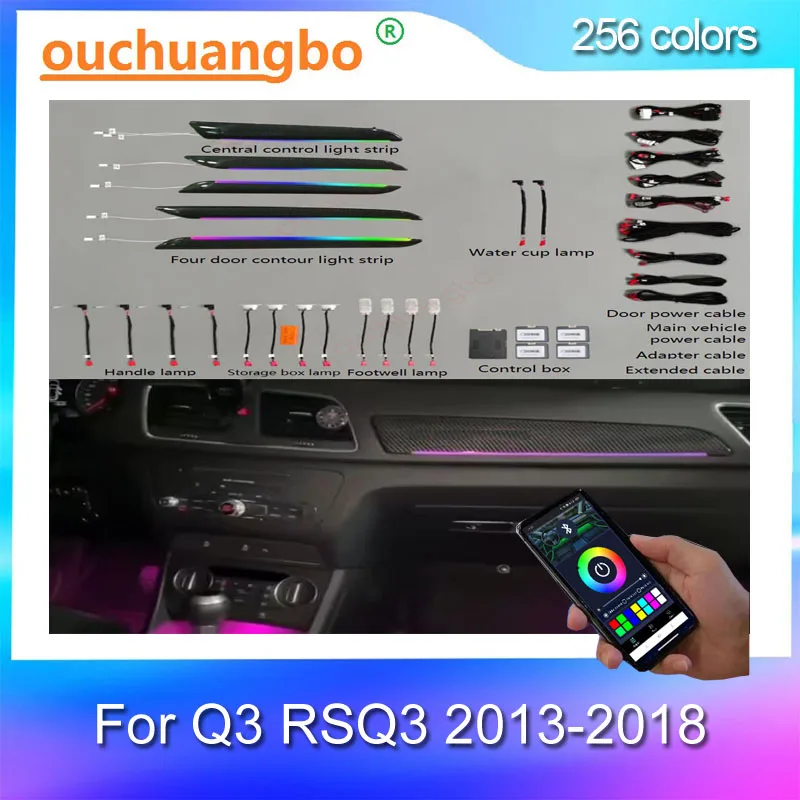 Ouchuangbo Backlight For Q3 RSQ3 2013-2018 RHD LHD Ambient Kit Interior Lighting Led Atmosphere Lamp