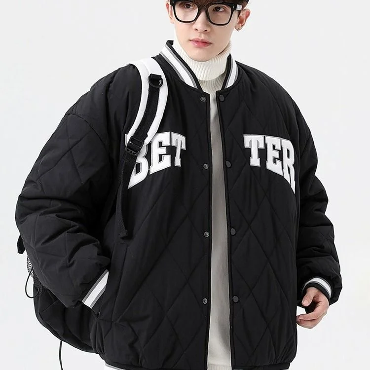 معطف شتوي للرجال من Thiened Fce مبطن بالخبز من القطن Jaet Faionable بسيط ياباني Sle للشباب كاجوال مناسب #3
