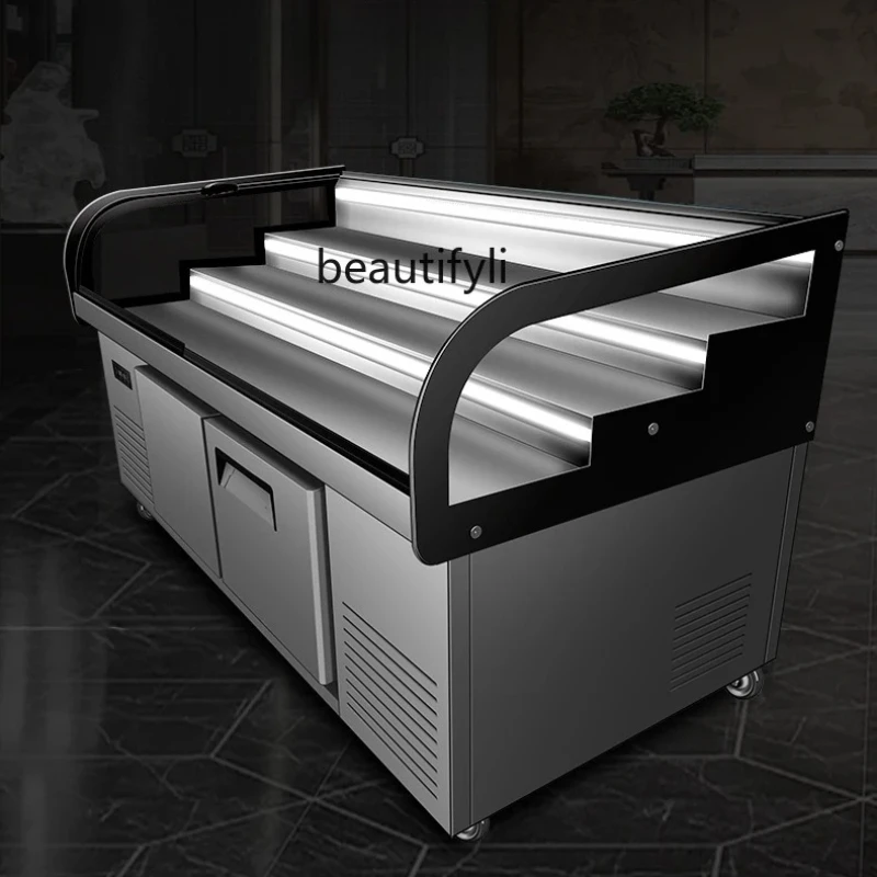 

Double temperature ladder display fresh seafood cold self-service ordering cabinet commercial direct cooling