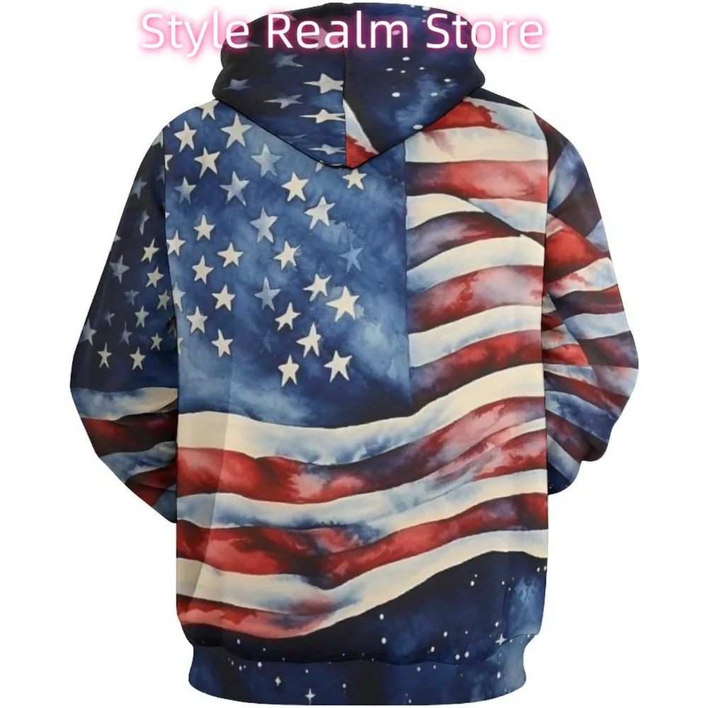 الجدة التعادل صبغ العلم الأمريكي هوديس مطبوعة مقنعين مضحك أزياء طويلة الأكمام البلوز هوديي