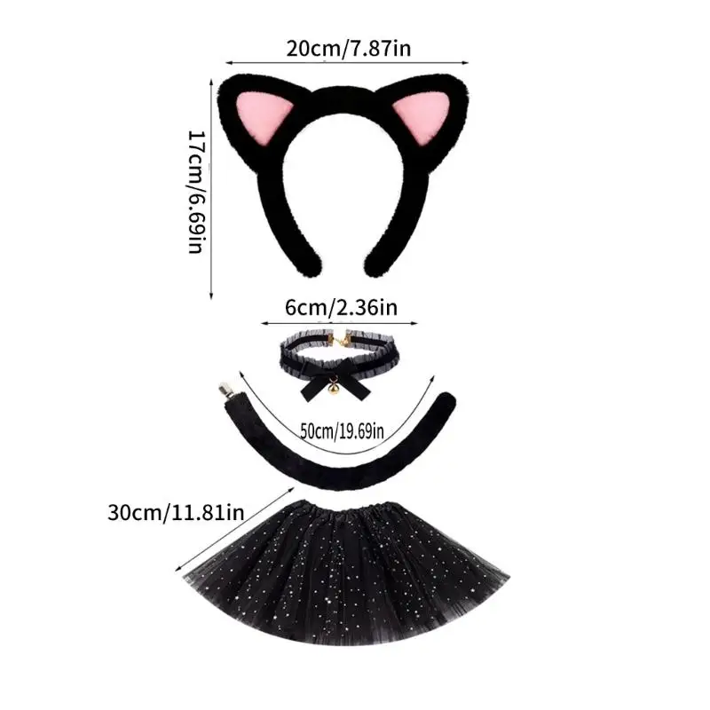 39bd gatti set costume set coda coda girocollo tutu gonna animale fantasia costumi accessori per bambini ragazze