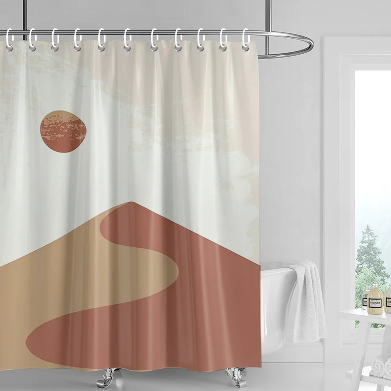 

Ins стиль ванная комната мягкая ткань занавеска для душа абстрактный геометрический узор дизайн водонепроницаемая занавеска для двери ванной комнаты украшение