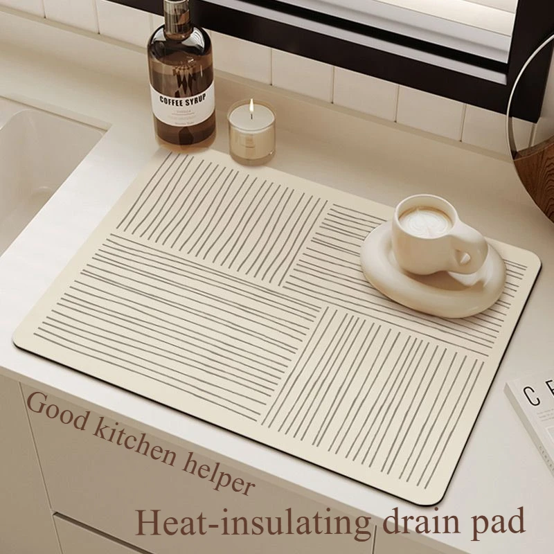 

Kitchen Bar Drain Mat Diatom Mud Absorbent Coaster Tea Table Heat Insulation and Drying Commercial and Household Use