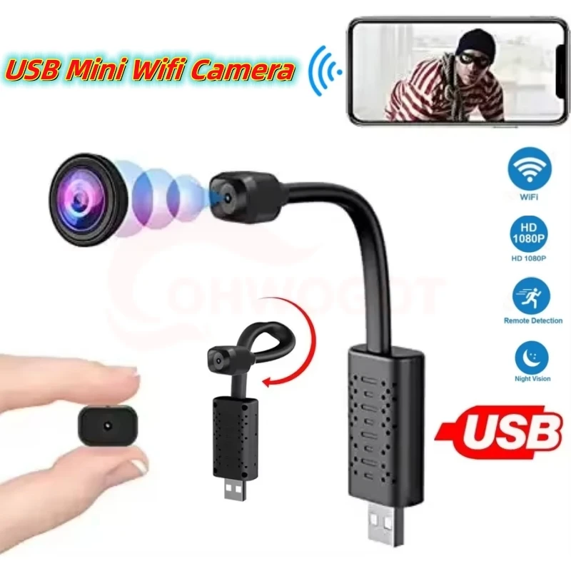 أصغر 1080P HD كاميرا واي فاي صغيرة USB الذكية مربية في الوقت الحقيقي عرض عن بعد مراقبة كاميرا IP المحمولة لتقوم بها بنفسك للرؤية الليلية