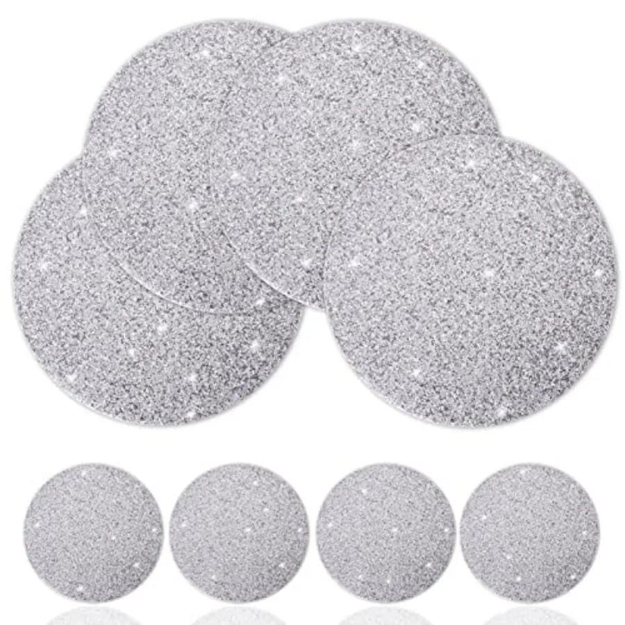 

Set of 4 Round Placemats and 4 Pieces Coasters Set Washable Heat Resistant Table Mats for Halloween Fall Christmas Kitchen Dini