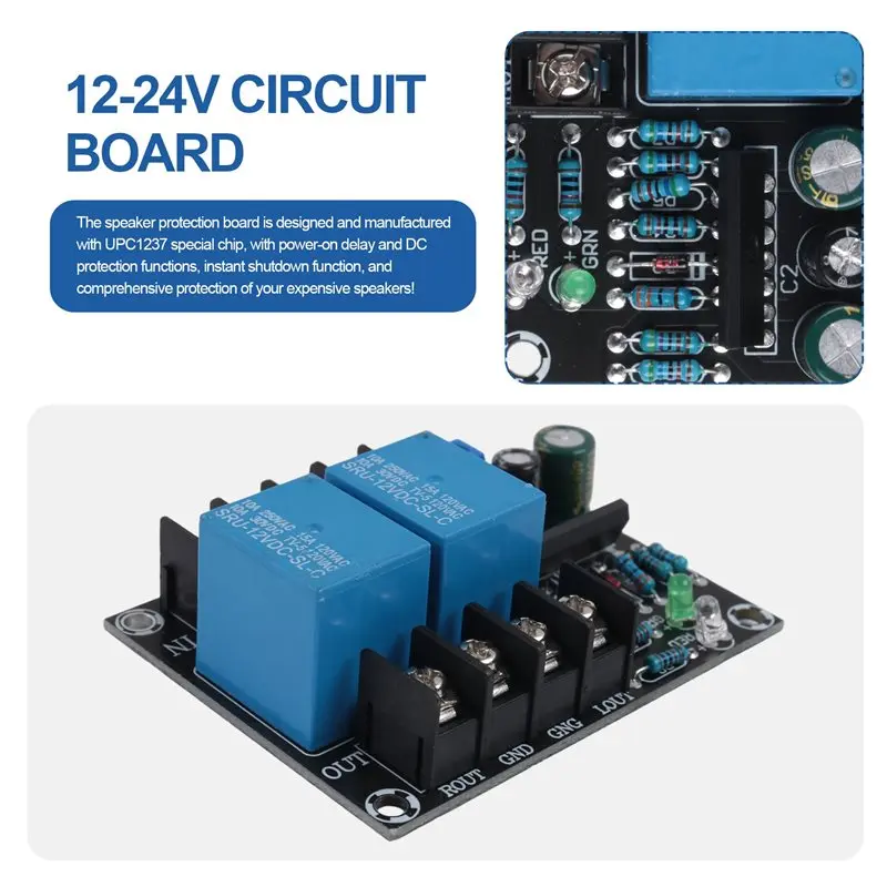 AT82-UPC1237 DC 12-24V Dual Channel Speaker Protection Circuit Board Boot Mute Delay