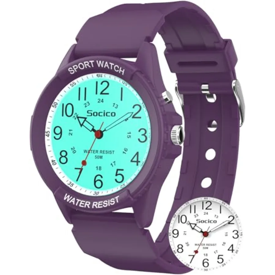 

SOCICO Watch for Men Women Big Face Classic Analog Quartz Sports Backlight Unisex Waterproof Nurse Watch for Medical Army Milit