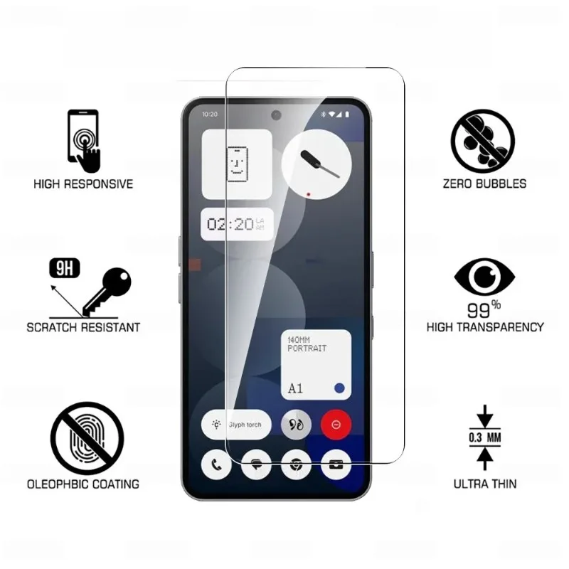 3-5 Buah untuk Telepon Nothing (2a) (3a) Pro Pelindung Layar Kaca Tempered Tanpa Hal Phone2a Plus Phone3a 3aPro Film Kaca Pelindung
