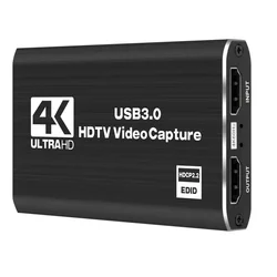 4K USB 3.0 Video Capture Card, HDMI-compatible HDTV Recorder Grabber for Game Recording, PC, Game Audio & Mic