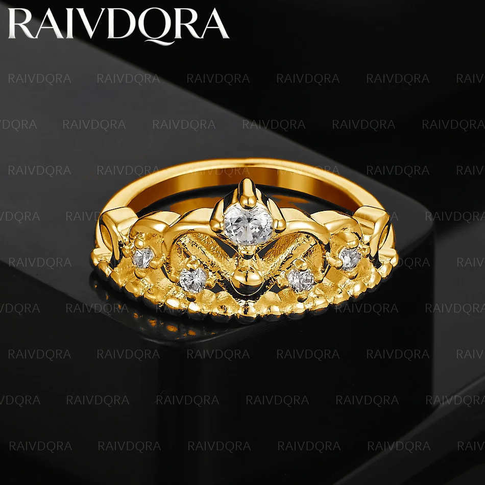 Bague de mariage en forme de couronne en Zircon plaqué or 18 carats pour femmes, bijoux à la mode, accessoires de fiançailles élégants