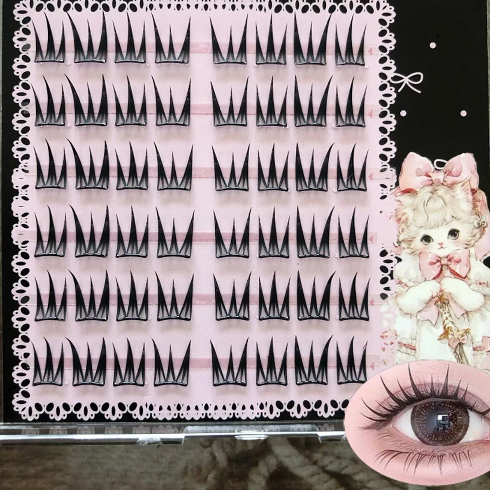 DIYつけまつげ V字型クロスデザイン ふわふわクラスターラッシュエクステンション ナチュラルカールまつげ デイリーまつげDIY サロンメイク