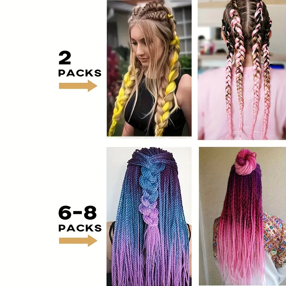 Extensiones de cabello trenzado sintético para mujer, trenzas de ganchillo coloridas, caja Jumbo, trenza de cabello para mujer, estilo de cabello DIY, púrpura, 1 pieza por paquete