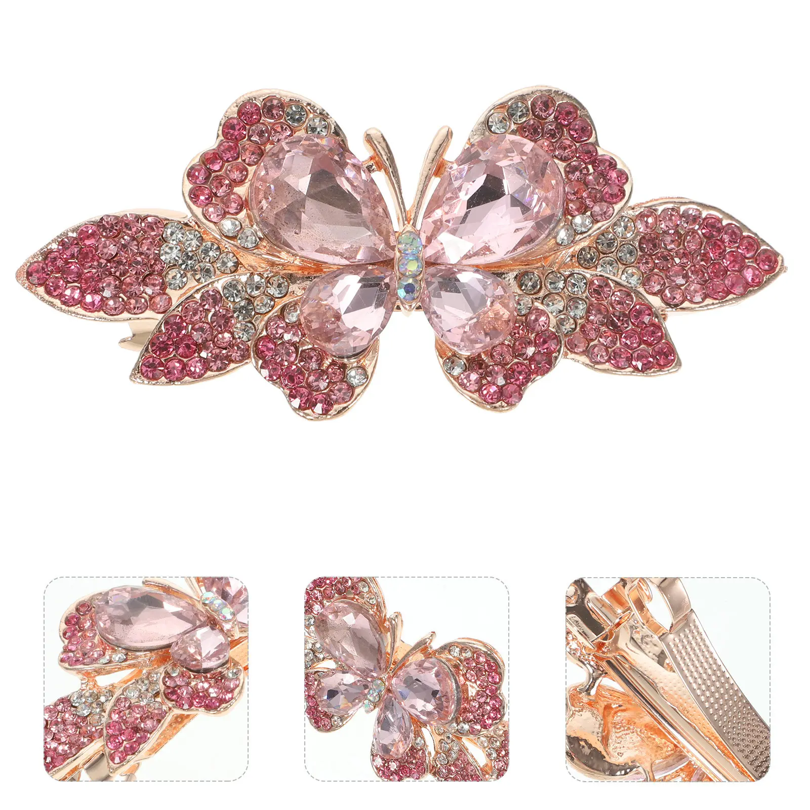 

Rhinestone Hair Clip Butterfly Metal Barrette Elegant Spring Styling Hair Accessory for Weddings Parties Prom Daily Wear