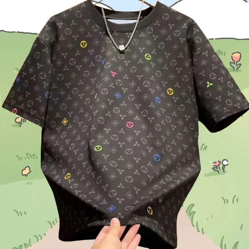 Camiseta de secado rápido para hombre, moda americana, marca de lujo, manga corta, cómoda, informal, deportiva, ropa de calle Y2K, novedad de 2025