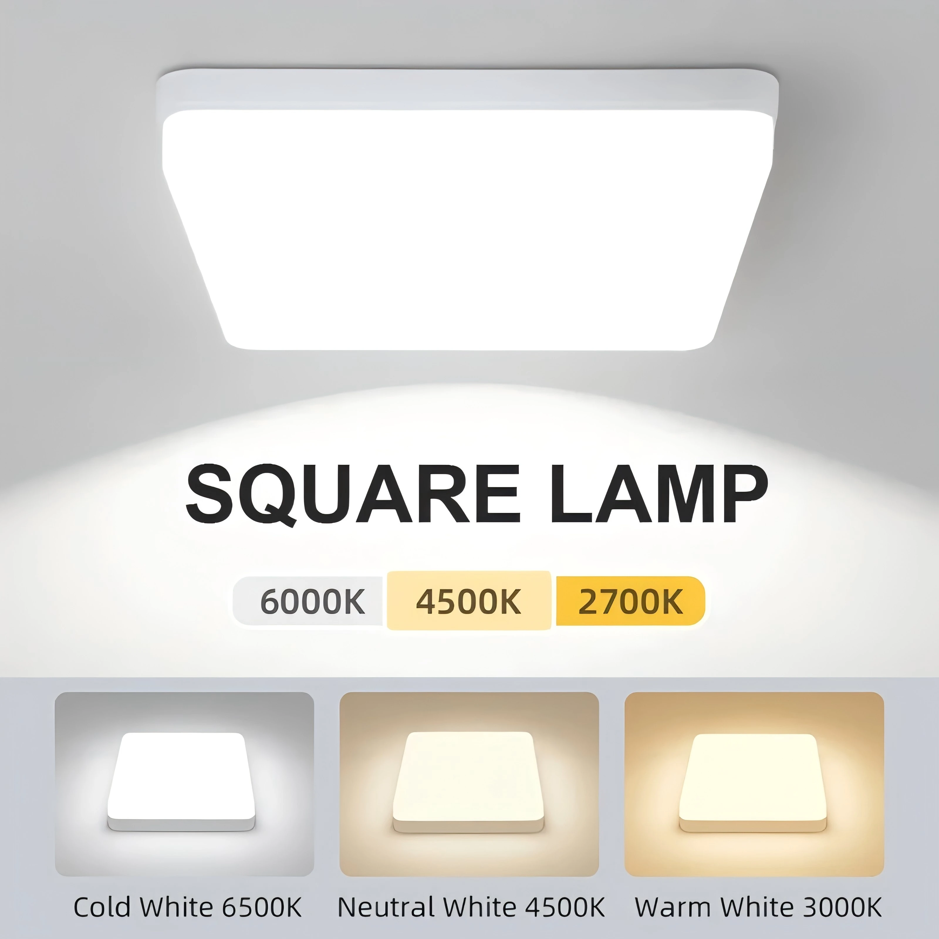 

Квадратный потолочный светильник, светодиодные панельные светильники 110 В для гостиной, спальни, нейтральный, холодный, теплый белый, 20 Вт, 30 Вт, 40 Вт, 50 Вт, потолочный светильник