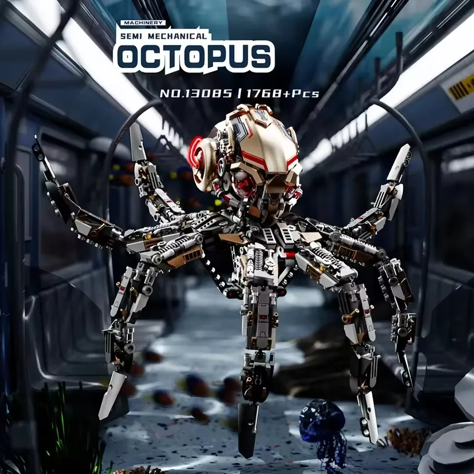 

MOC Научная фантастика Осьминог Строительные блоки Наборы DIY Механические роботы Серия игрушек Взрослые Дети Подарки 1768 шт. с подсветкой