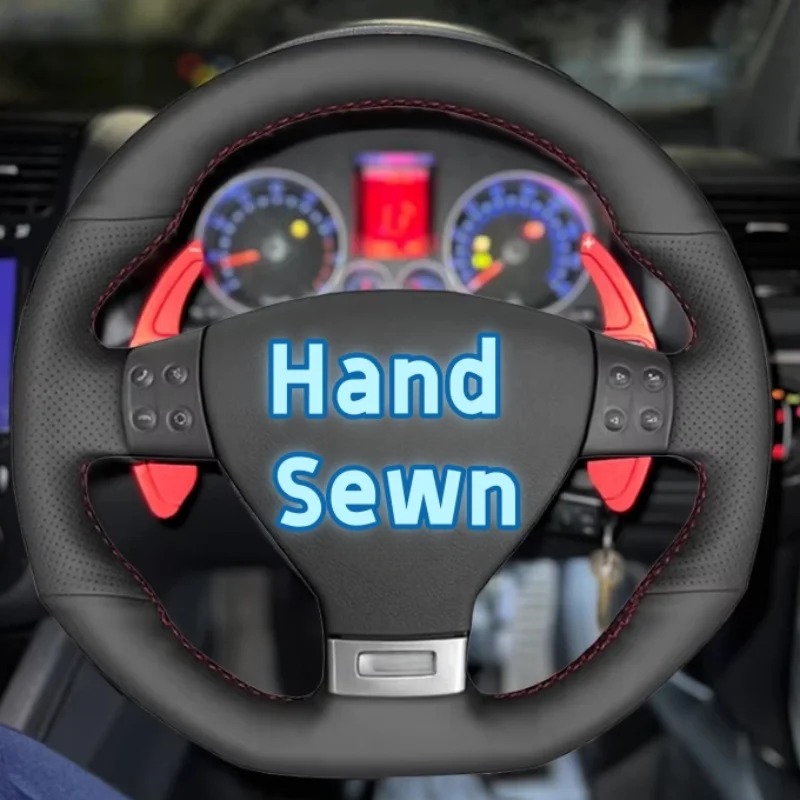 Customized DIY Leather R Golf 5 Mk5 GTI Golf 5 R32 GT 2005 Car Interior Accessories Steering Wheel Cover For Volkswagen Passat