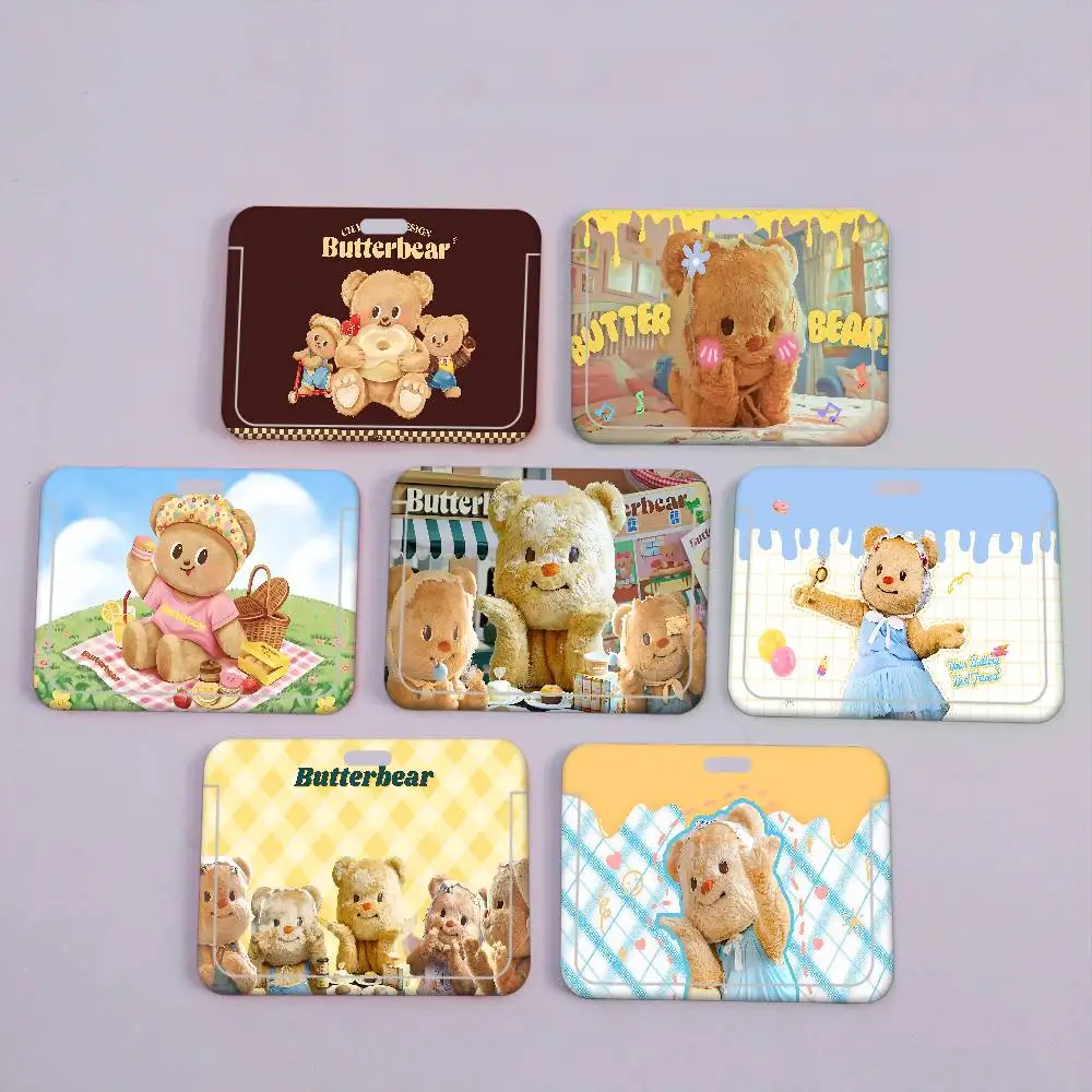 

Cute B-butter Bear Badge Holder Lanyards Keychain Women New Cartoon Card Holders Neck Straps Student Credential For Gift