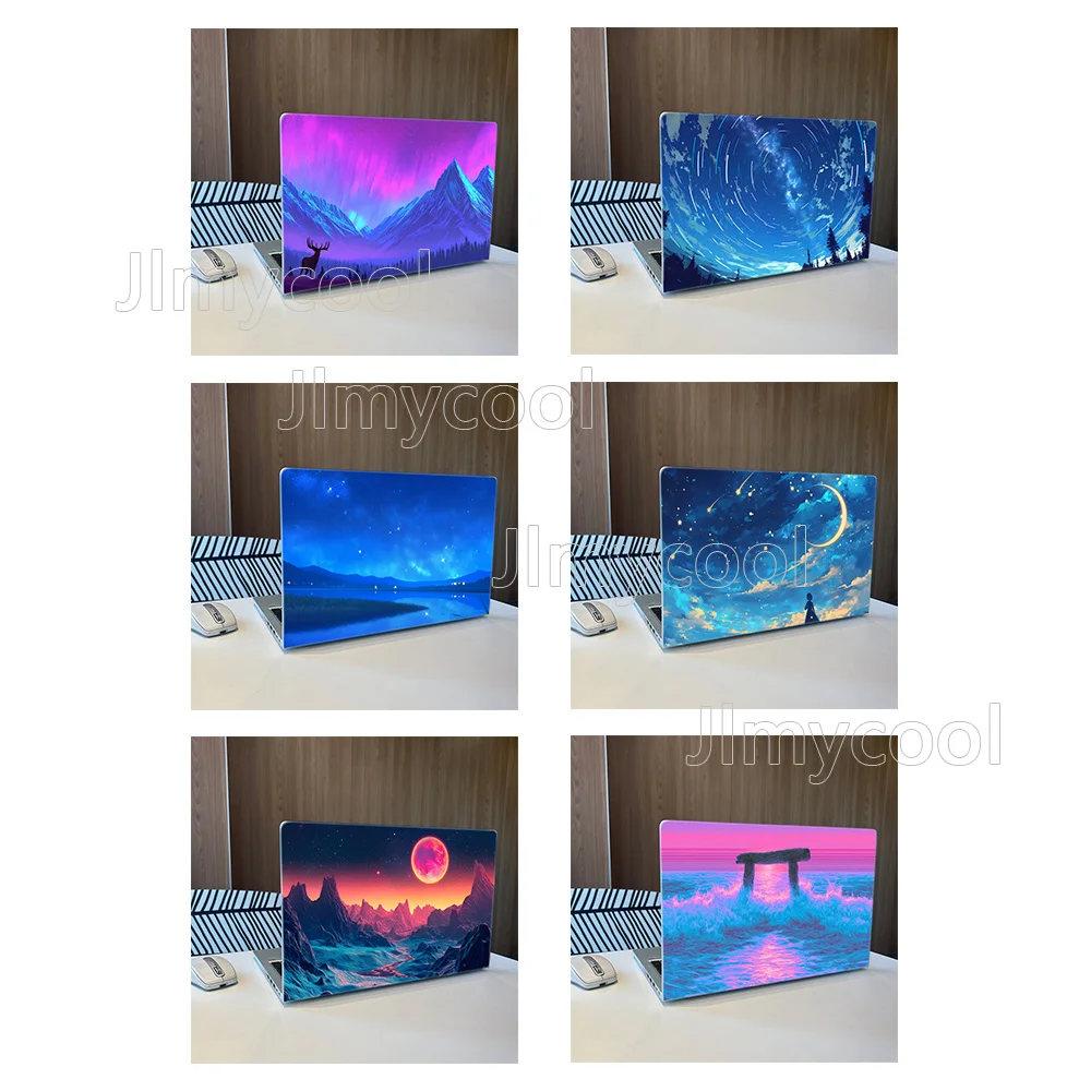 2 Durable Vinyl Aurora Starry Sky Night Laptop Stickers Art Scratch Protection Sticker for MacBook PC Chromebook